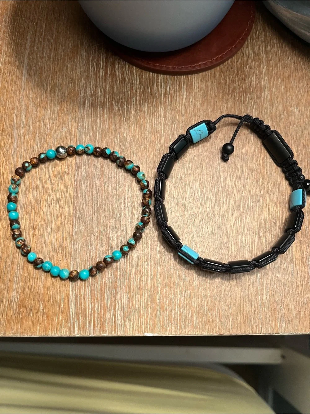 Turquoise & Brown Beaded Men's Bracelet Set - Casual Stack